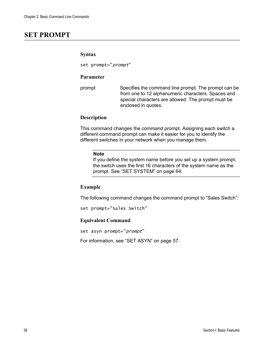 Set prompt | Allied Telesis AT-S63 User Manual | Page 38 / 680