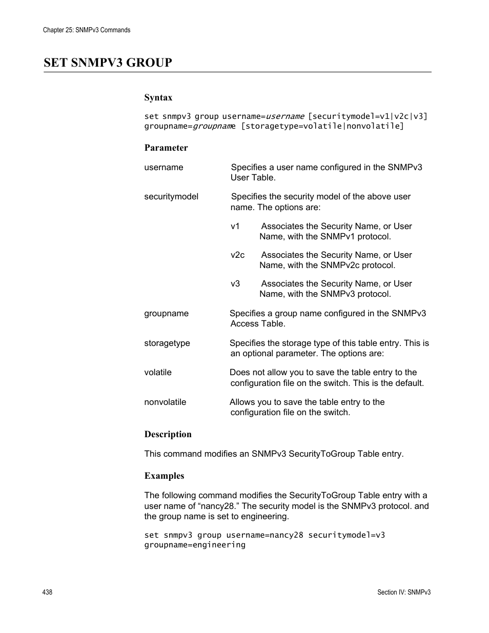 Set snmpv3 group | Allied Telesis AT-S63 User Manual | Page 438 / 680