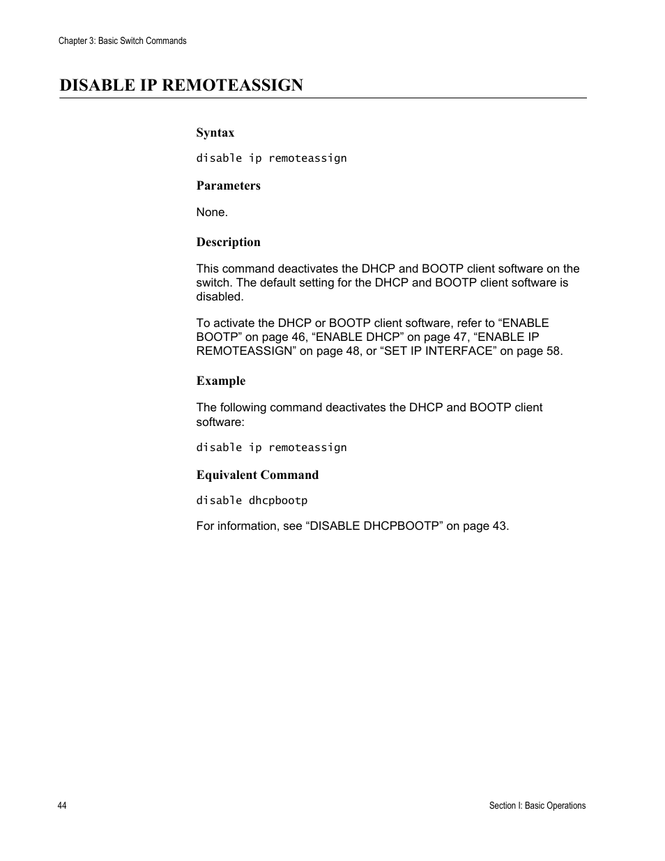 Disable ip remoteassign | Allied Telesis AT-S63 User Manual | Page 44 / 680