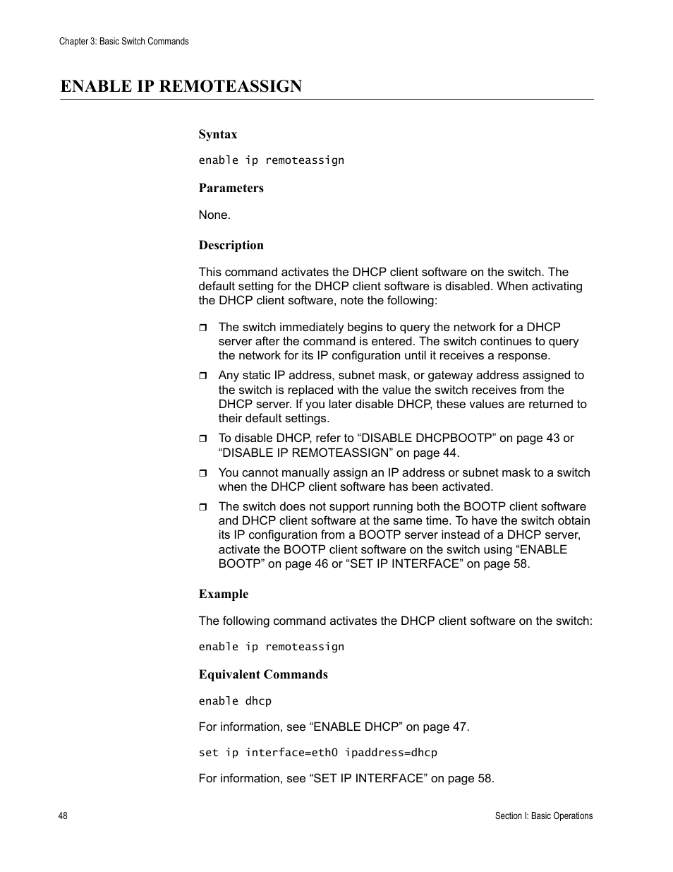 Enable ip remoteassign | Allied Telesis AT-S63 User Manual | Page 48 / 680