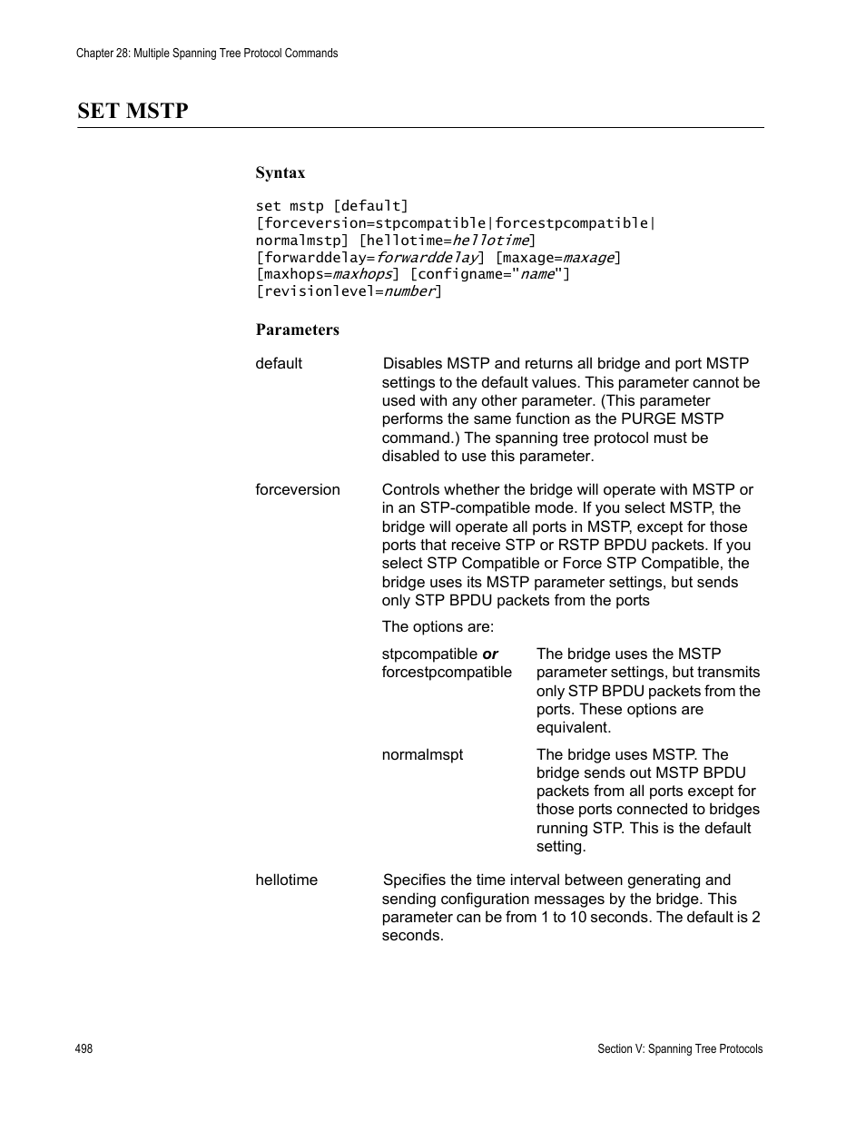 Set mstp | Allied Telesis AT-S63 User Manual | Page 498 / 680