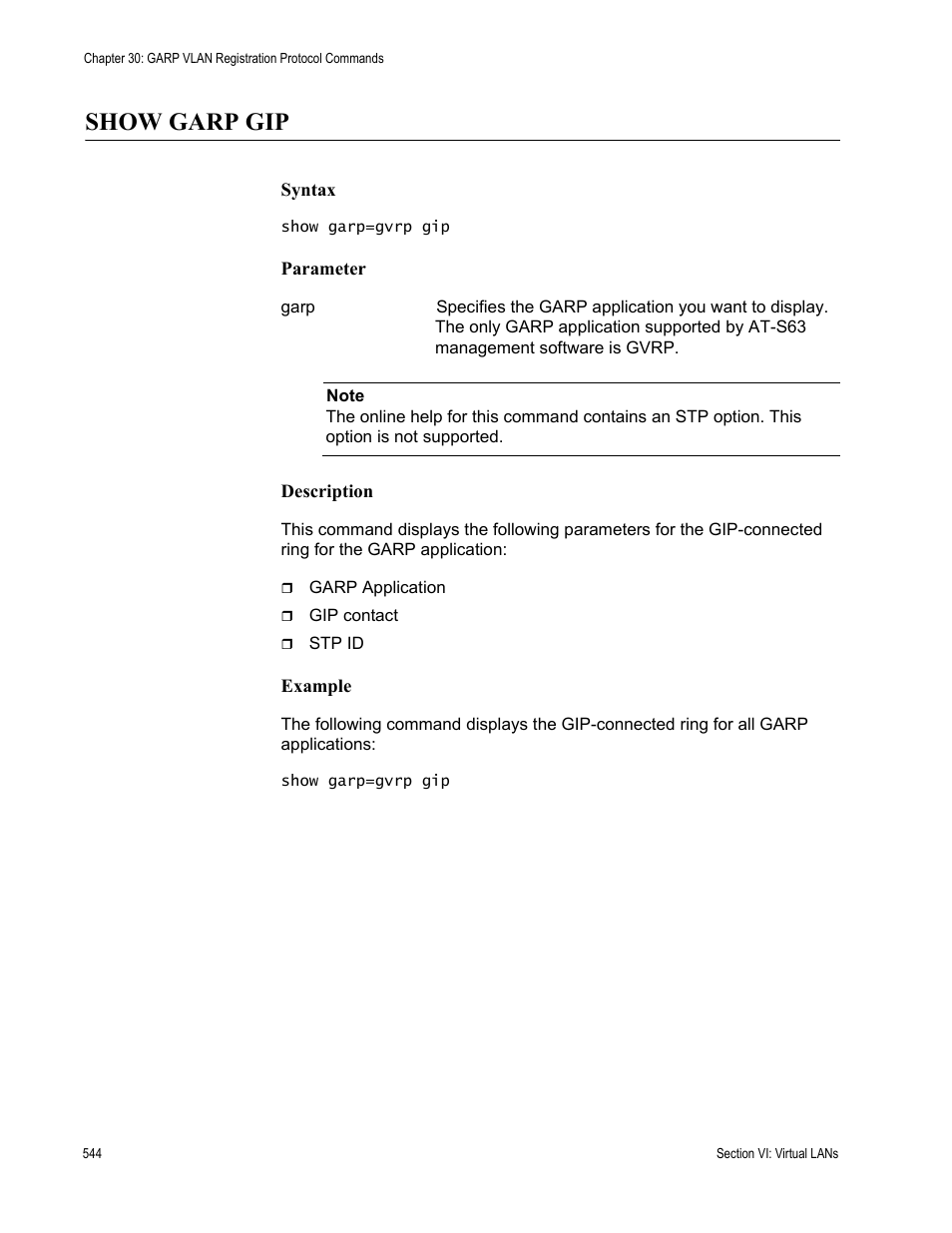 Show garp gip | Allied Telesis AT-S63 User Manual | Page 544 / 680