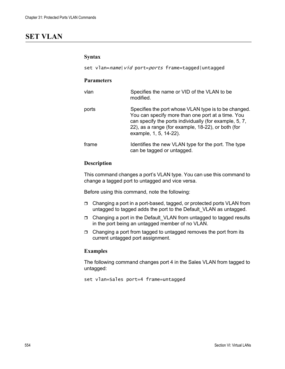 Set vlan | Allied Telesis AT-S63 User Manual | Page 554 / 680
