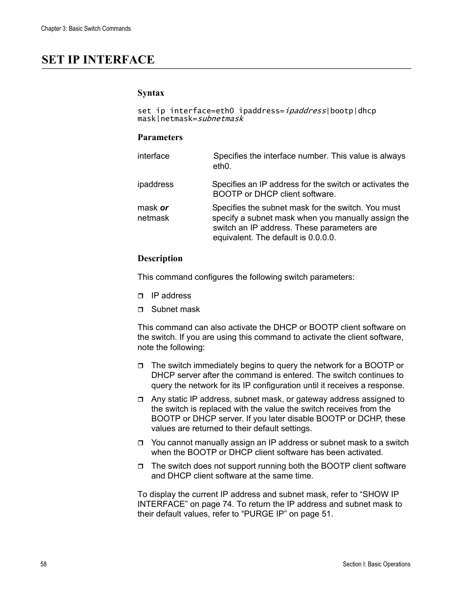 Set ip interface | Allied Telesis AT-S63 User Manual | Page 58 / 680