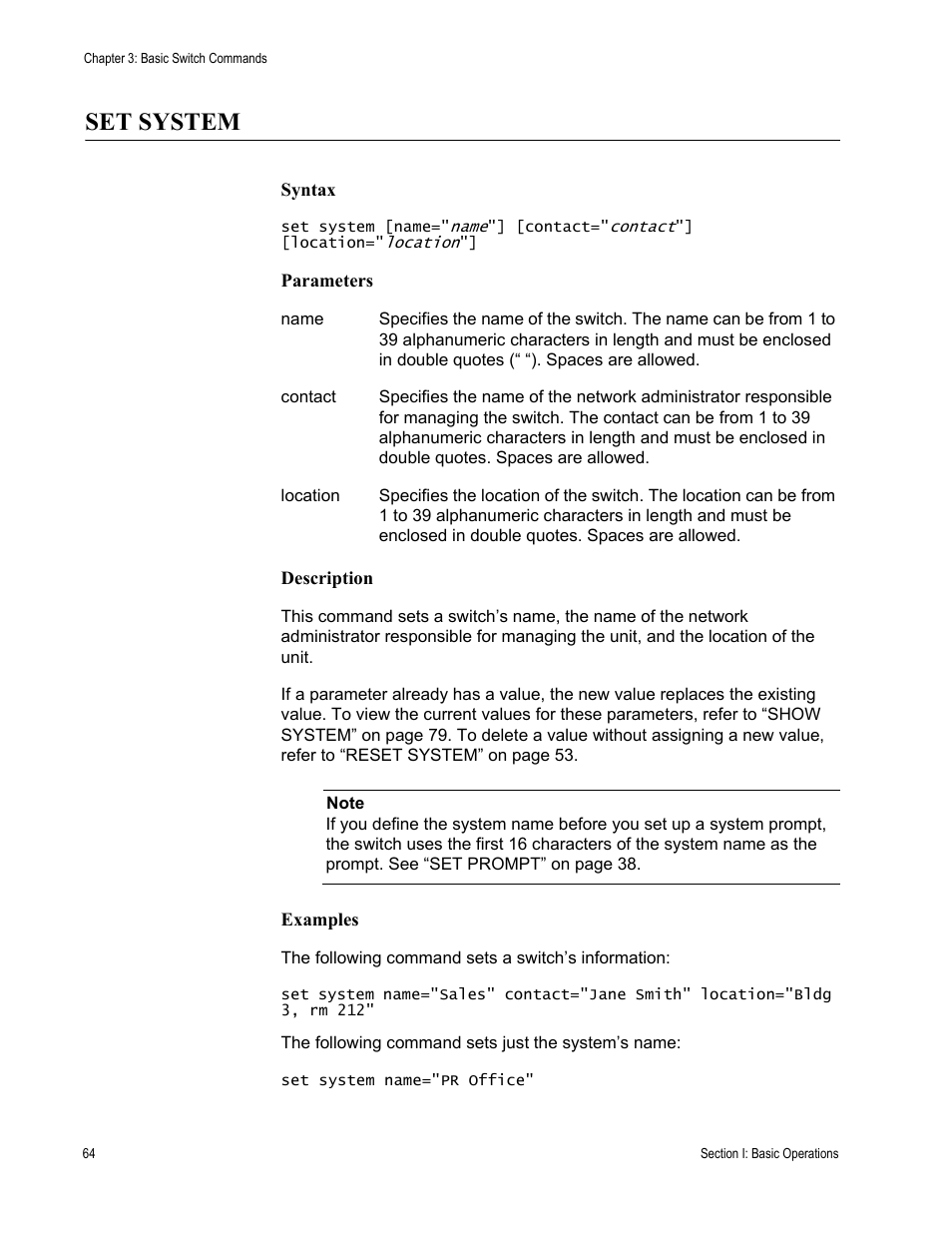 Set system | Allied Telesis AT-S63 User Manual | Page 64 / 680