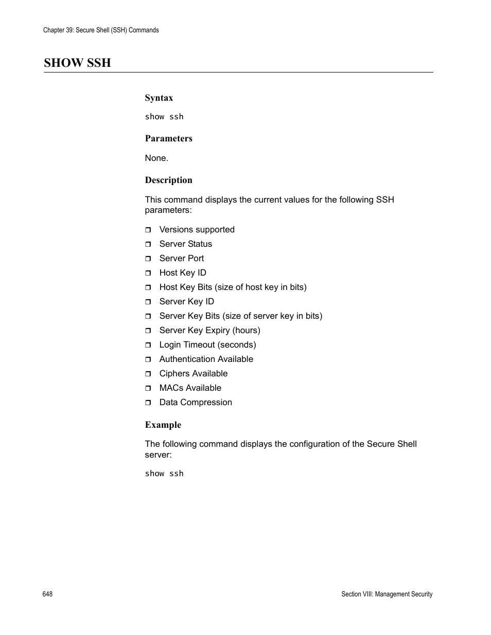 Show ssh | Allied Telesis AT-S63 User Manual | Page 648 / 680