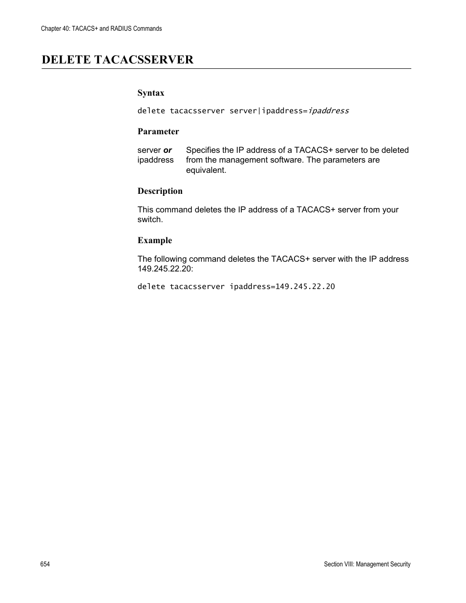 Delete tacacsserver | Allied Telesis AT-S63 User Manual | Page 654 / 680
