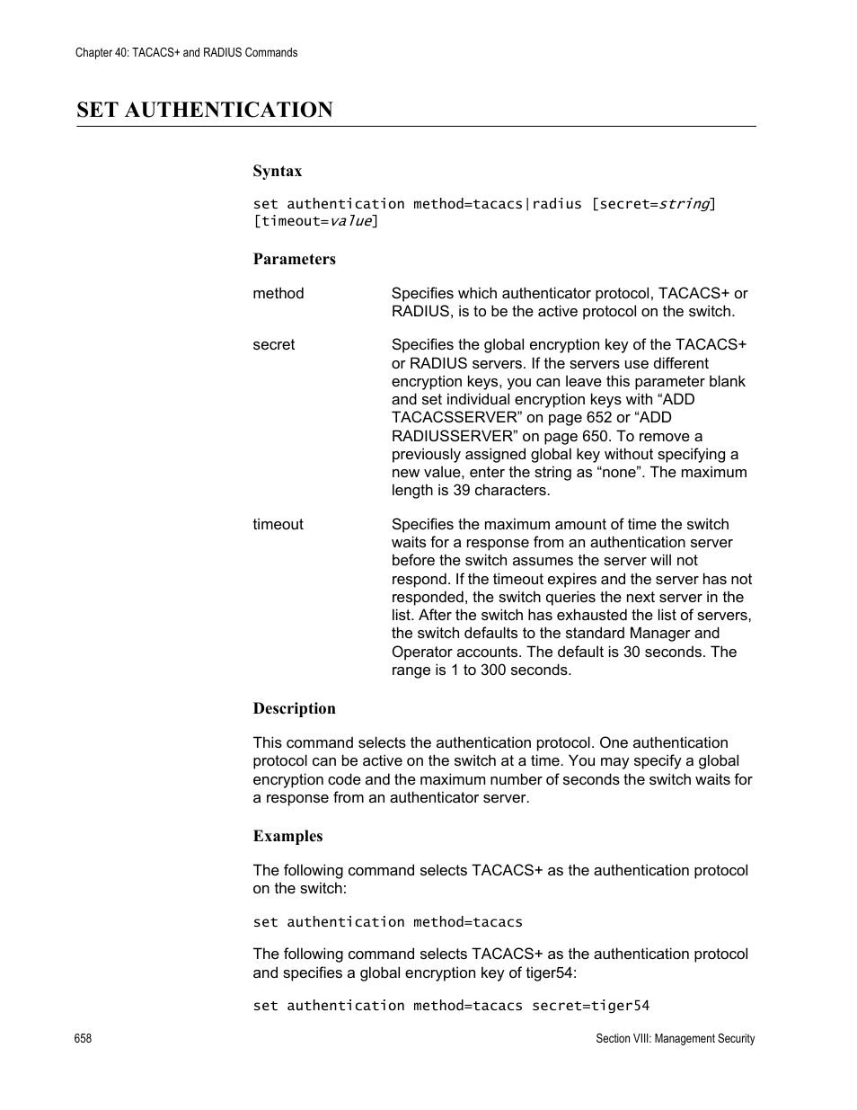 Set authentication | Allied Telesis AT-S63 User Manual | Page 658 / 680