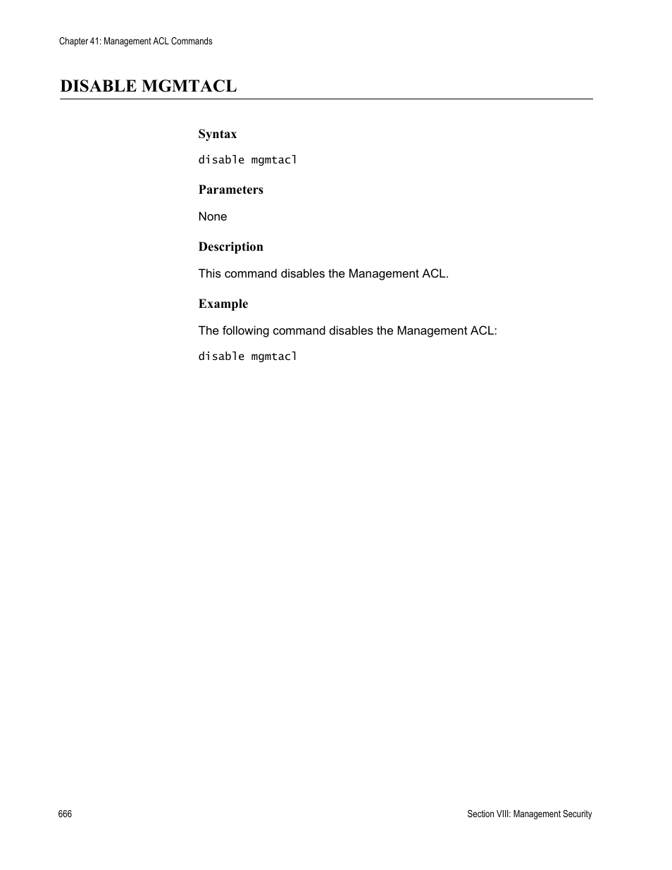 Disable mgmtacl | Allied Telesis AT-S63 User Manual | Page 666 / 680
