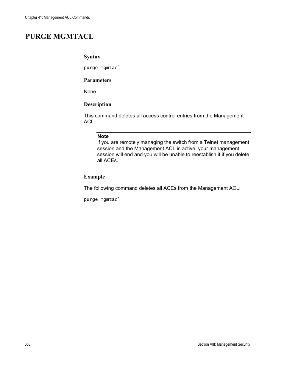 Purge mgmtacl | Allied Telesis AT-S63 User Manual | Page 668 / 680