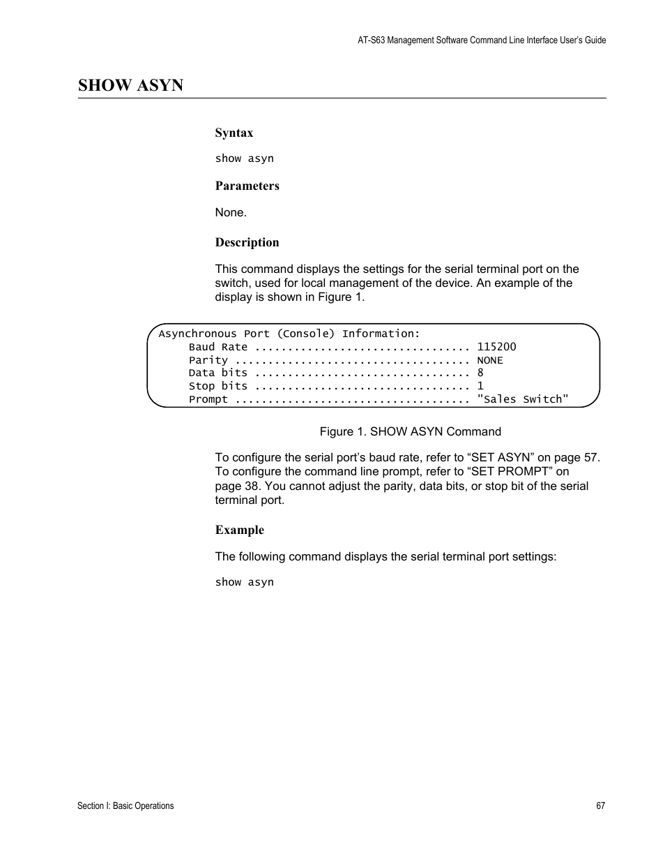 Show asyn | Allied Telesis AT-S63 User Manual | Page 67 / 680