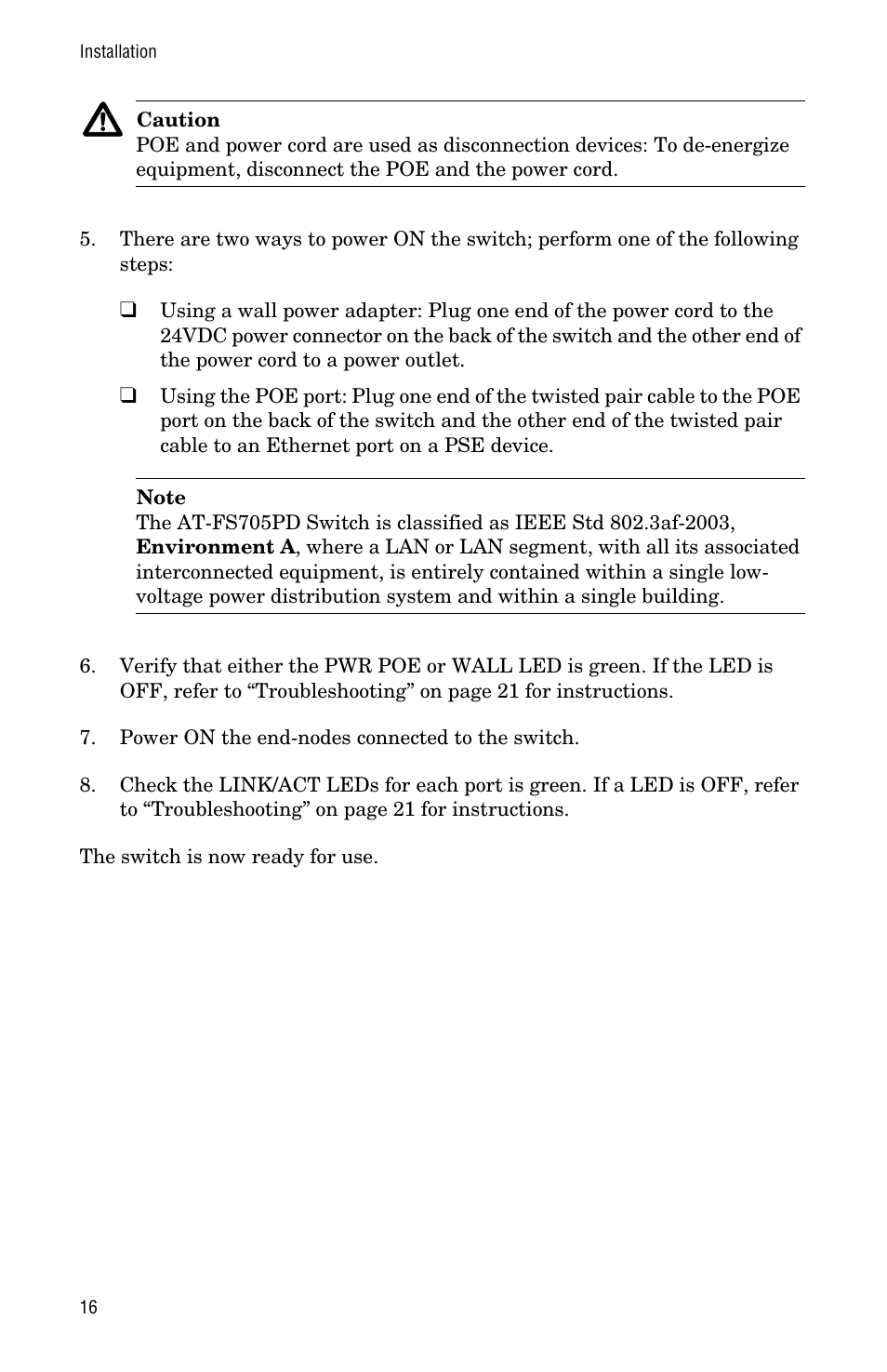 Allied Telesis AT-FS705PD User Manual | Page 24 / 48