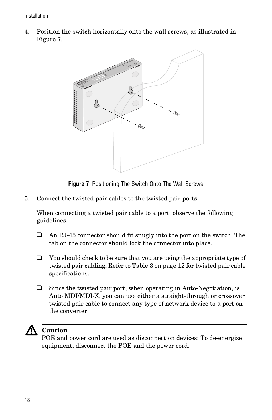 Installation 18 | Allied Telesis AT-FS705PD User Manual | Page 26 / 48