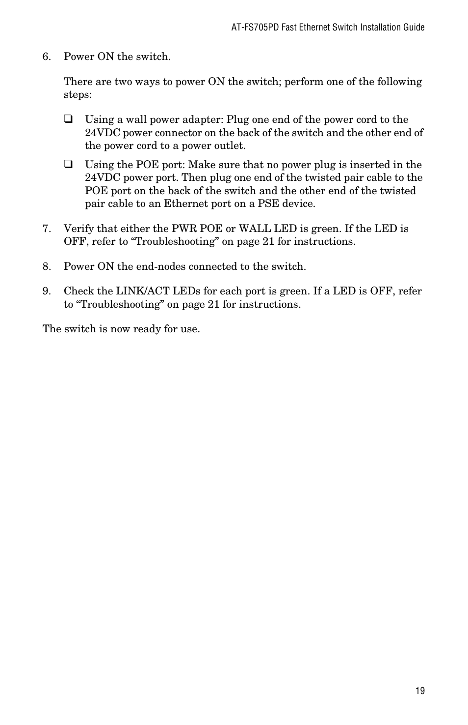 Allied Telesis AT-FS705PD User Manual | Page 27 / 48