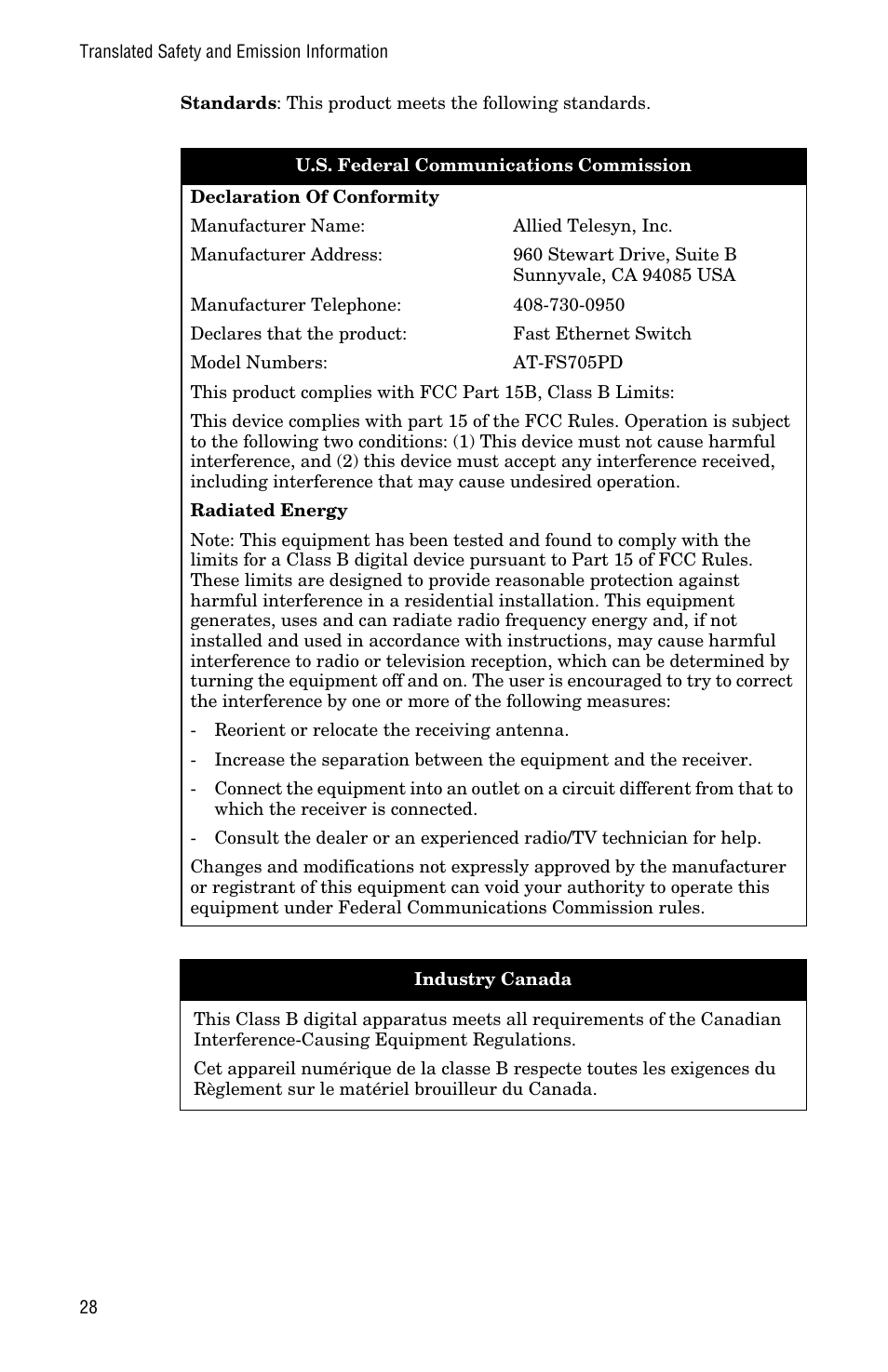 Allied Telesis AT-FS705PD User Manual | Page 36 / 48