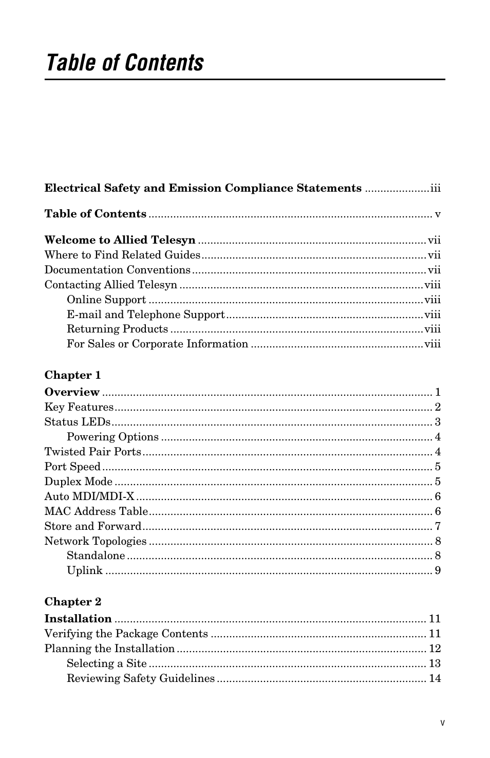 Allied Telesis AT-FS705PD User Manual | Page 5 / 48