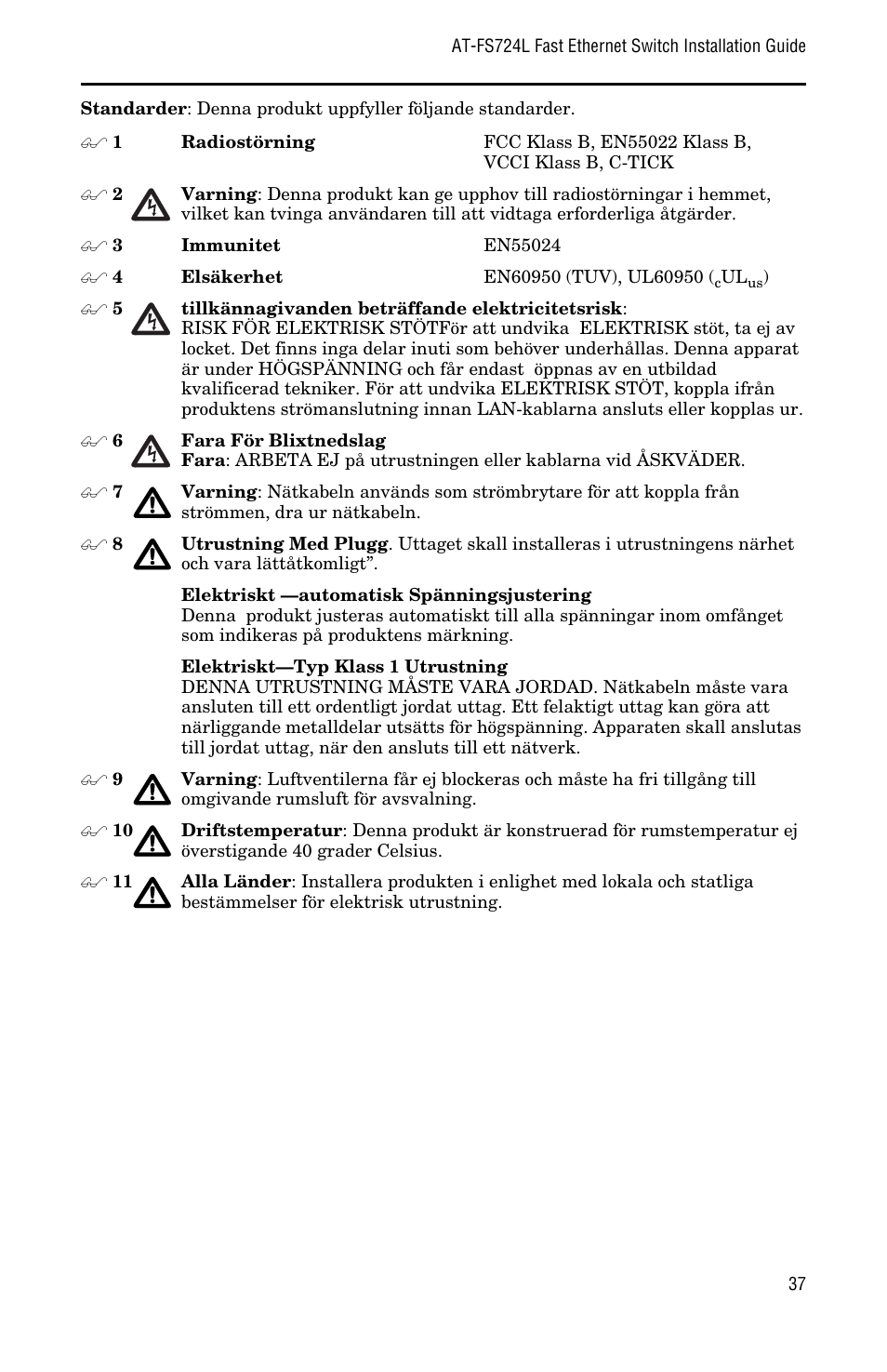 Allied Telesis AT-FS724L User Manual | Page 45 / 46