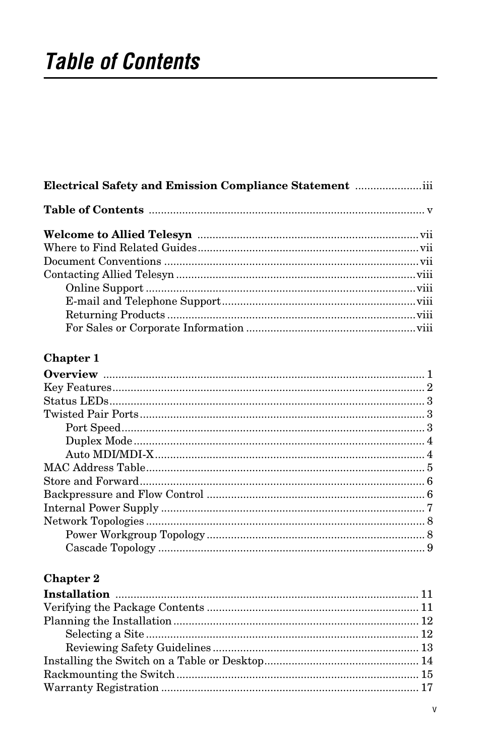 Allied Telesis AT-FS724L User Manual | Page 5 / 46