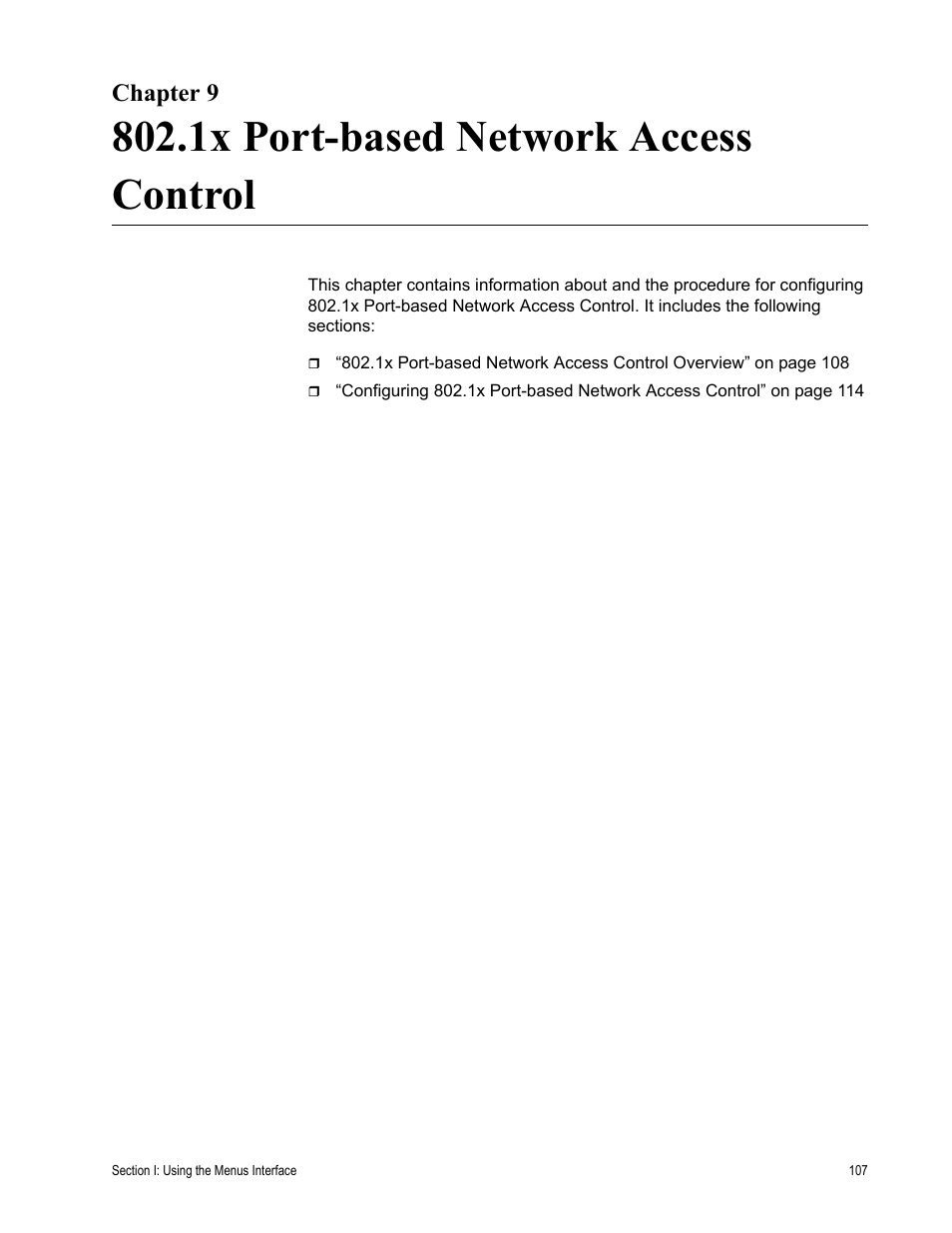 Chapter 9, 1x port-based network access control, R 9: 802.1x port-based network access control | Allied Telesis AT-S79 User Manual | Page 107 / 210