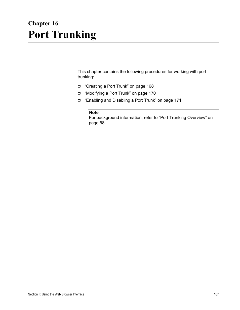 Chapter 16, Port trunking | Allied Telesis AT-S79 User Manual | Page 167 / 210