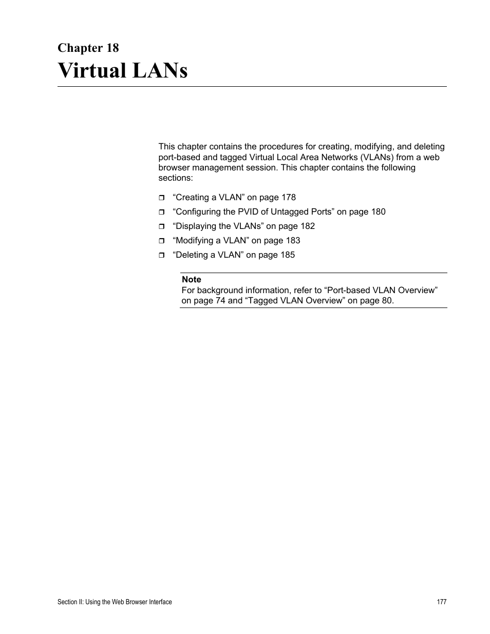 Chapter 18, Virtual lans, Chapter 18: virtual lans | Allied Telesis AT-S79 User Manual | Page 177 / 210