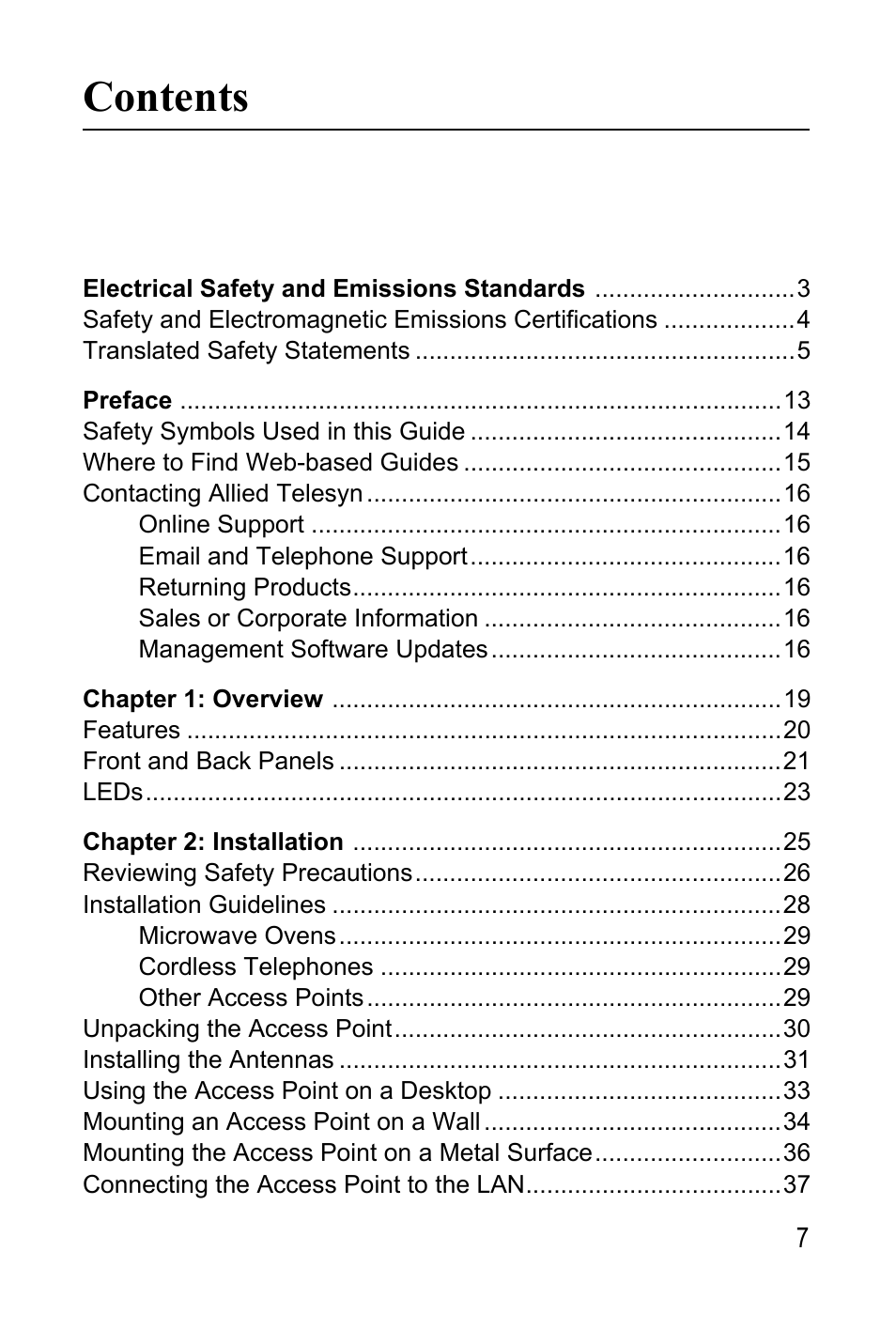 Allied Telesis AT-WA7400 User Manual | Page 7 / 60