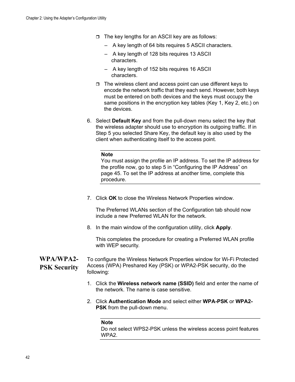 Wpa/wpa2- psk security, Wpa/wpa2-psk security | Allied Telesis AT-WCU201G User Manual | Page 42 / 72