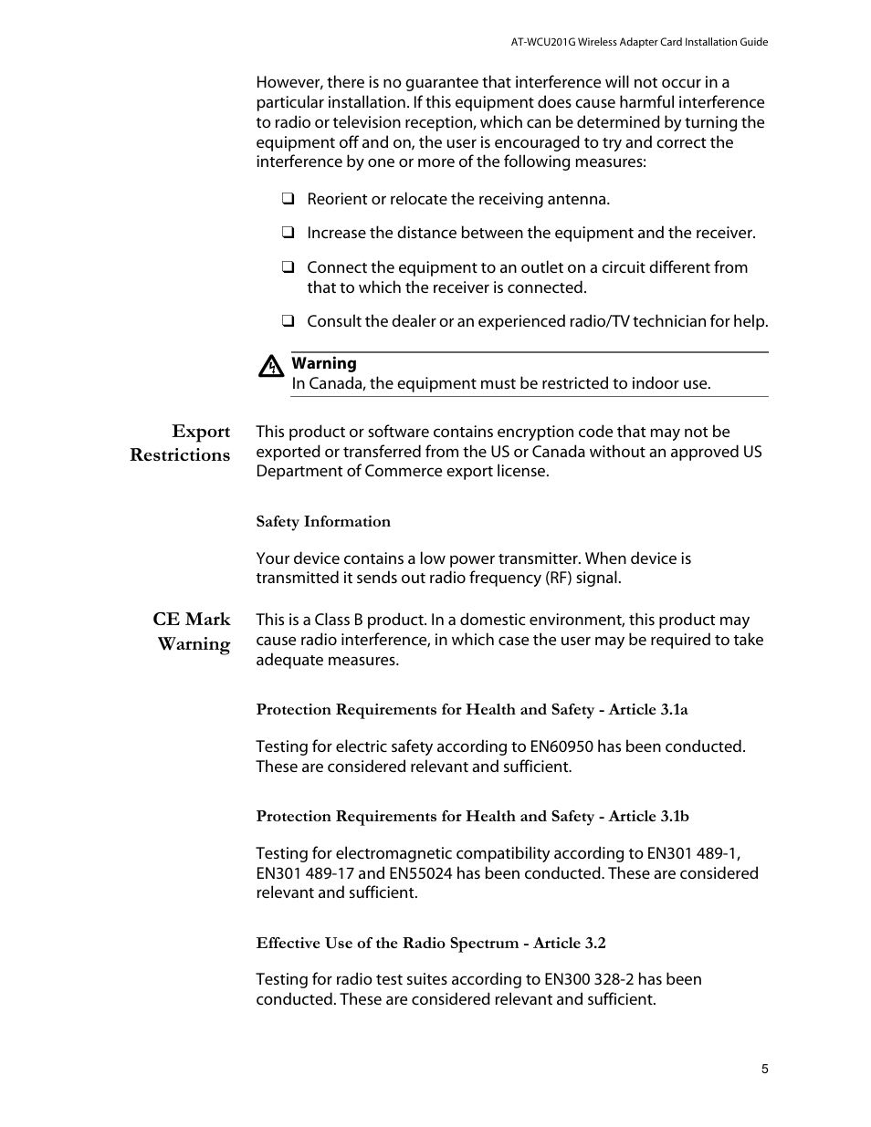 Allied Telesis AT-WCU201G User Manual | Page 5 / 72