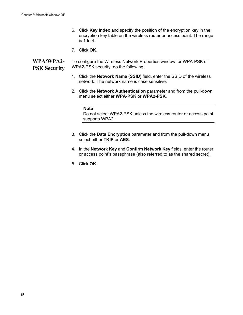 Wpa/wpa2- psk security, Wpa/wpa2-psk security | Allied Telesis AT-WCU201G User Manual | Page 68 / 72