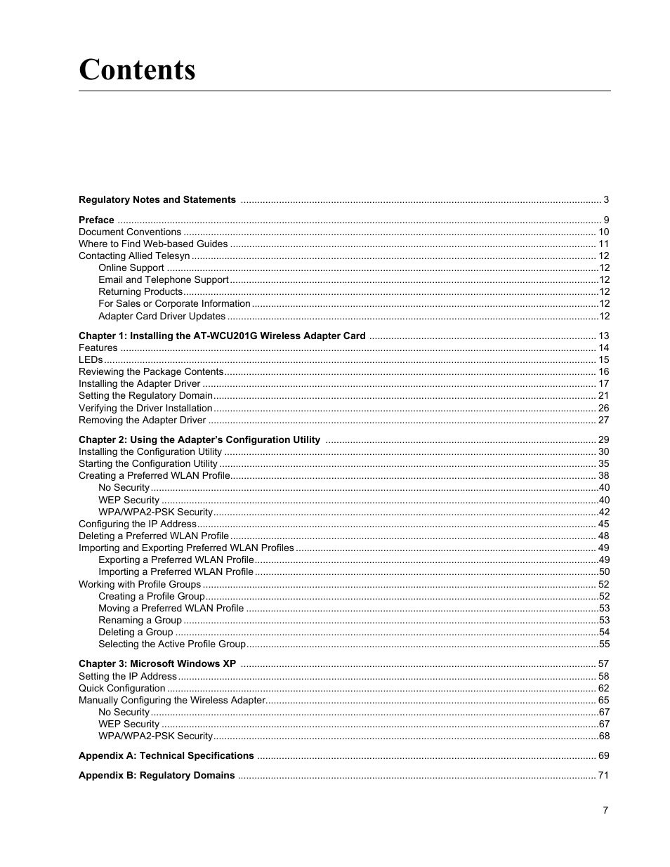 Allied Telesis AT-WCU201G User Manual | Page 7 / 72