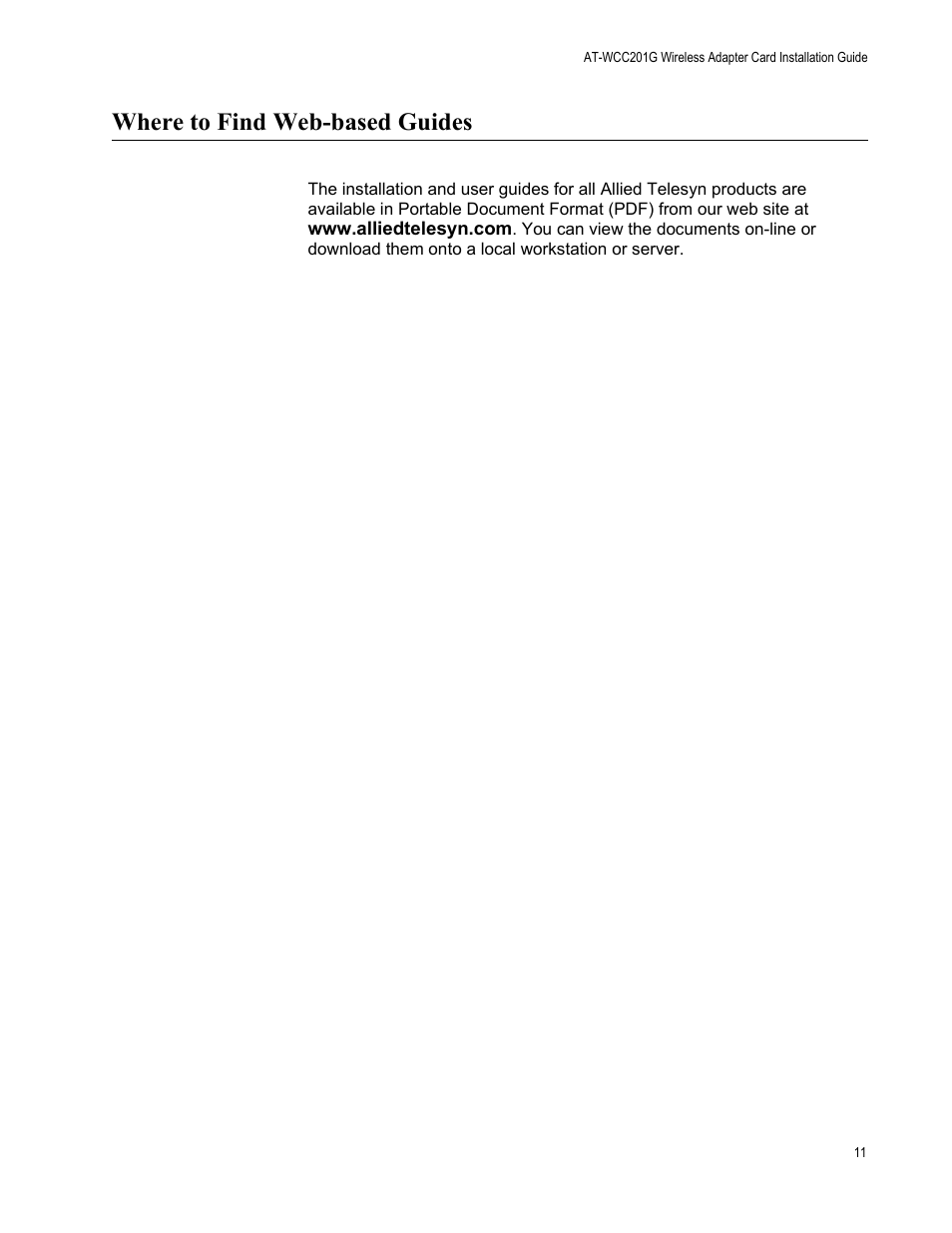 Where to find web-based guides | Allied Telesis AT-WCC201G User Manual | Page 11 / 72