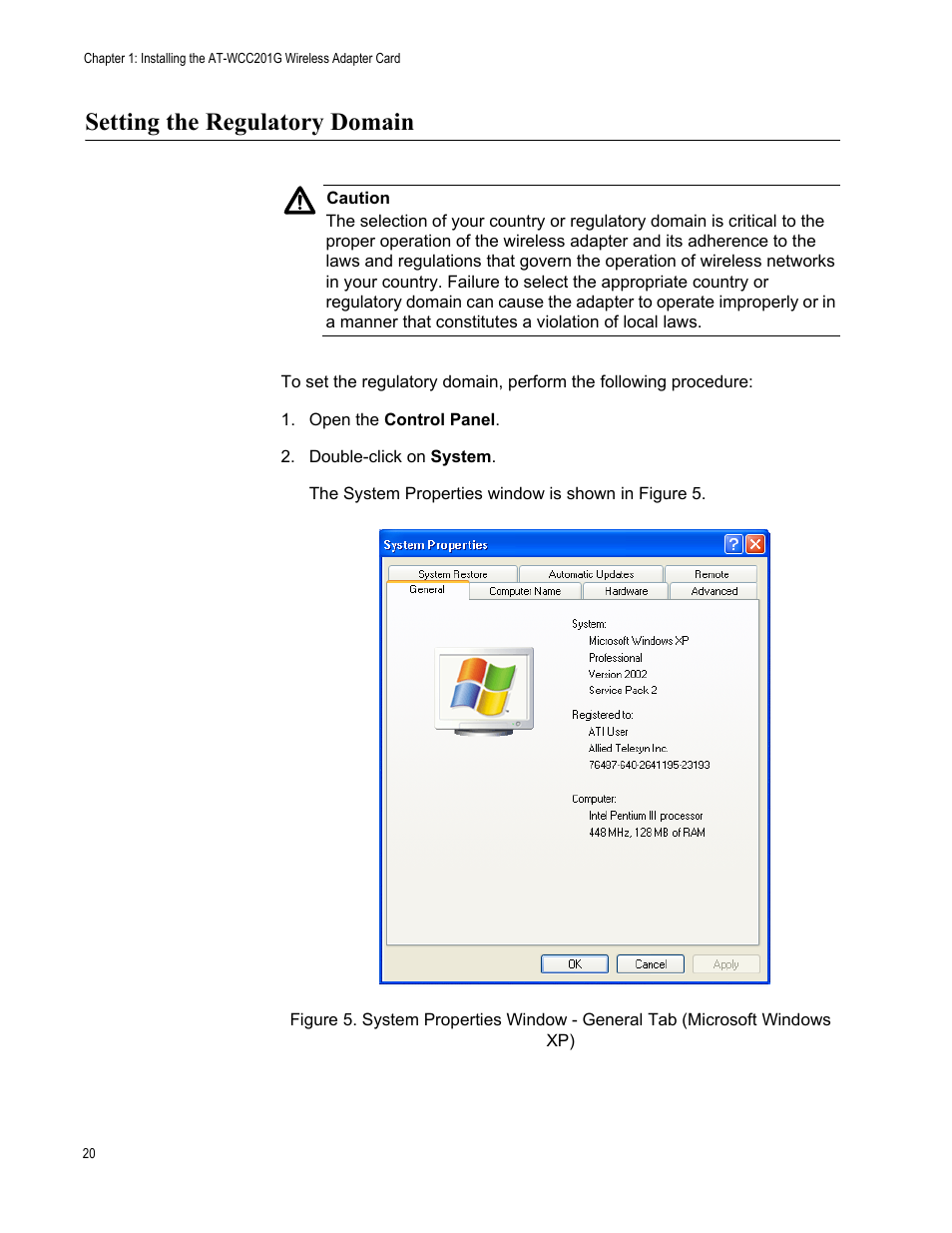 Setting the regulatory domain | Allied Telesis AT-WCC201G User Manual | Page 20 / 72