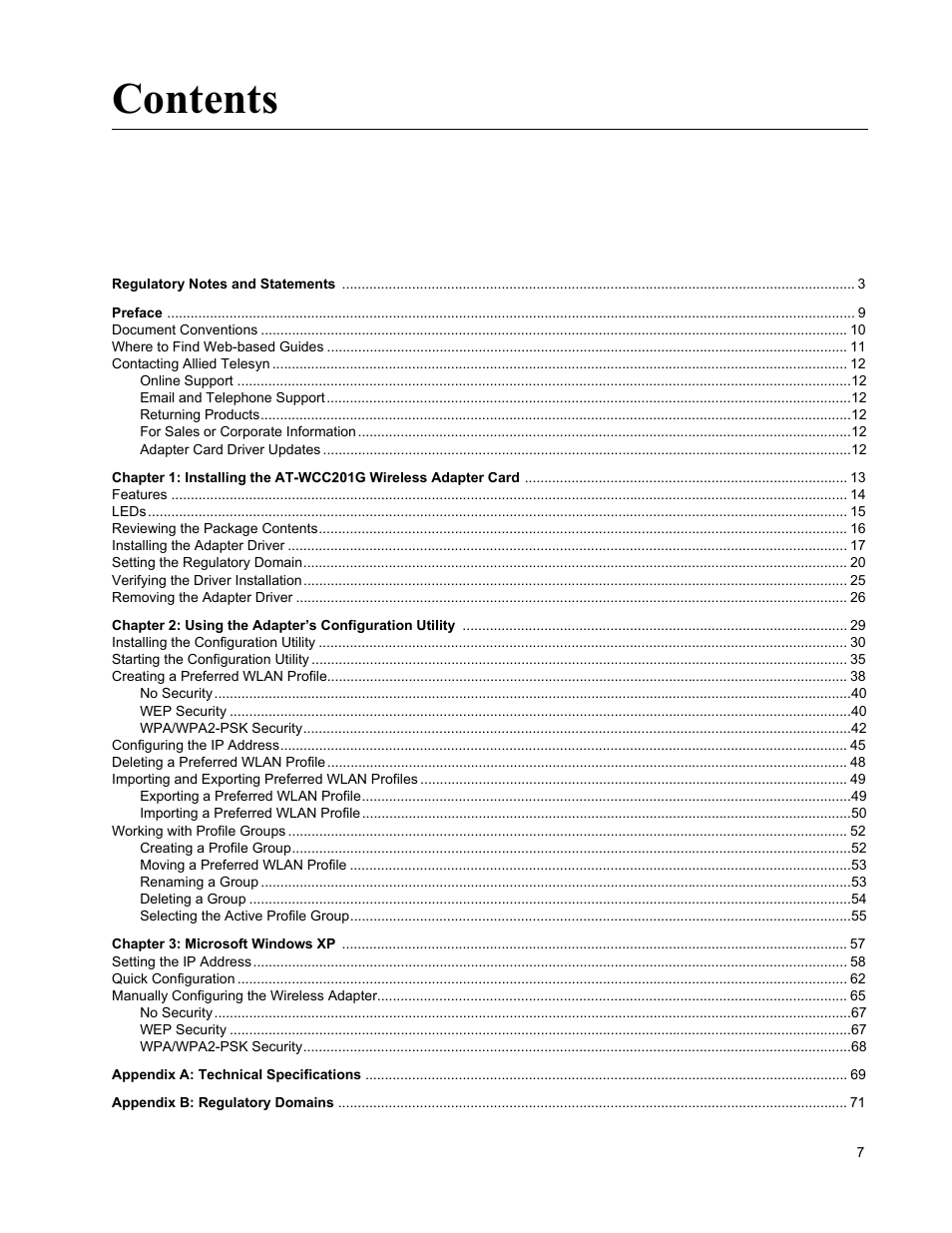 Allied Telesis AT-WCC201G User Manual | Page 7 / 72
