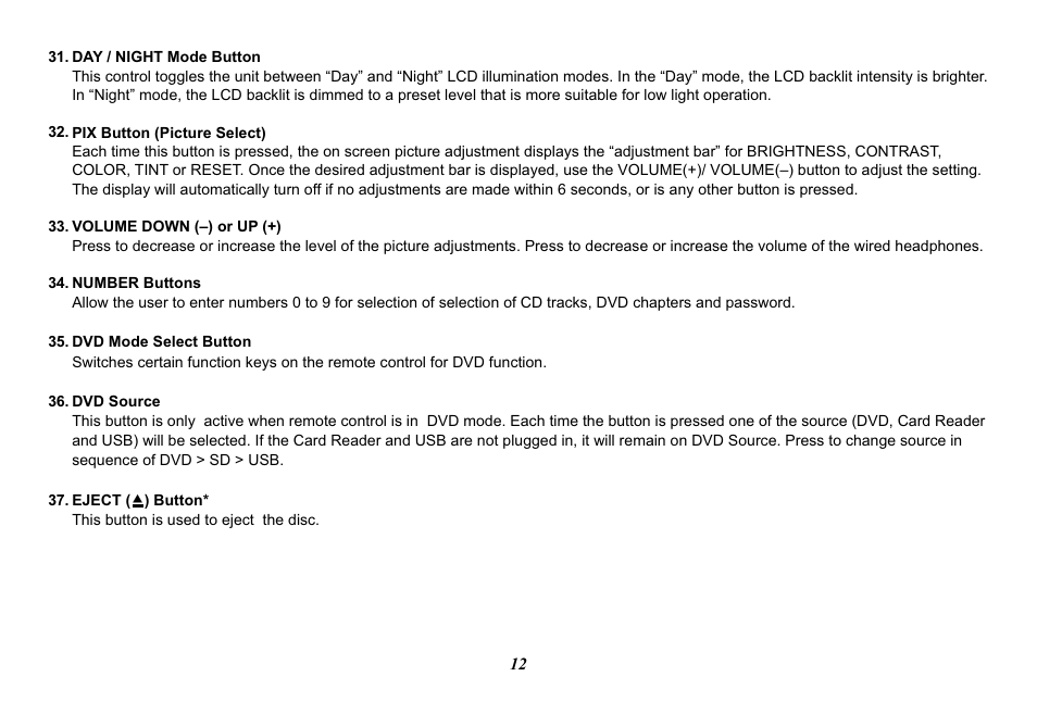 Audiovox Mobile Video VOD128A User Manual | Page 12 / 36