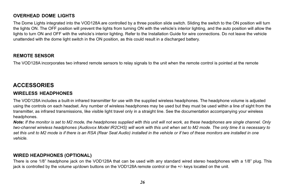Audiovox Mobile Video VOD128A User Manual | Page 26 / 36