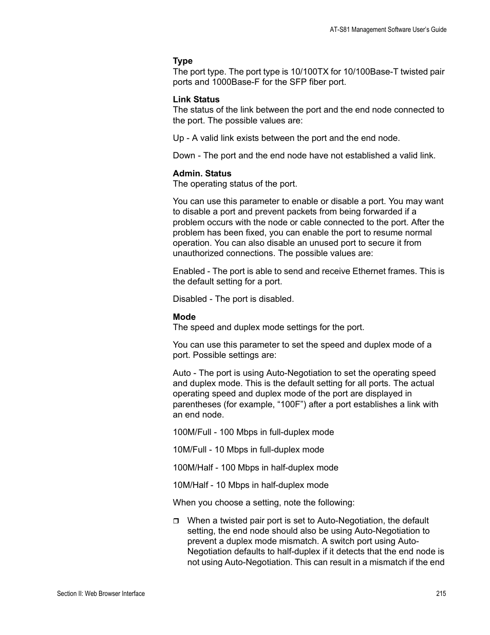 Allied Telesis AT-S81 User Manual | Page 215 / 314