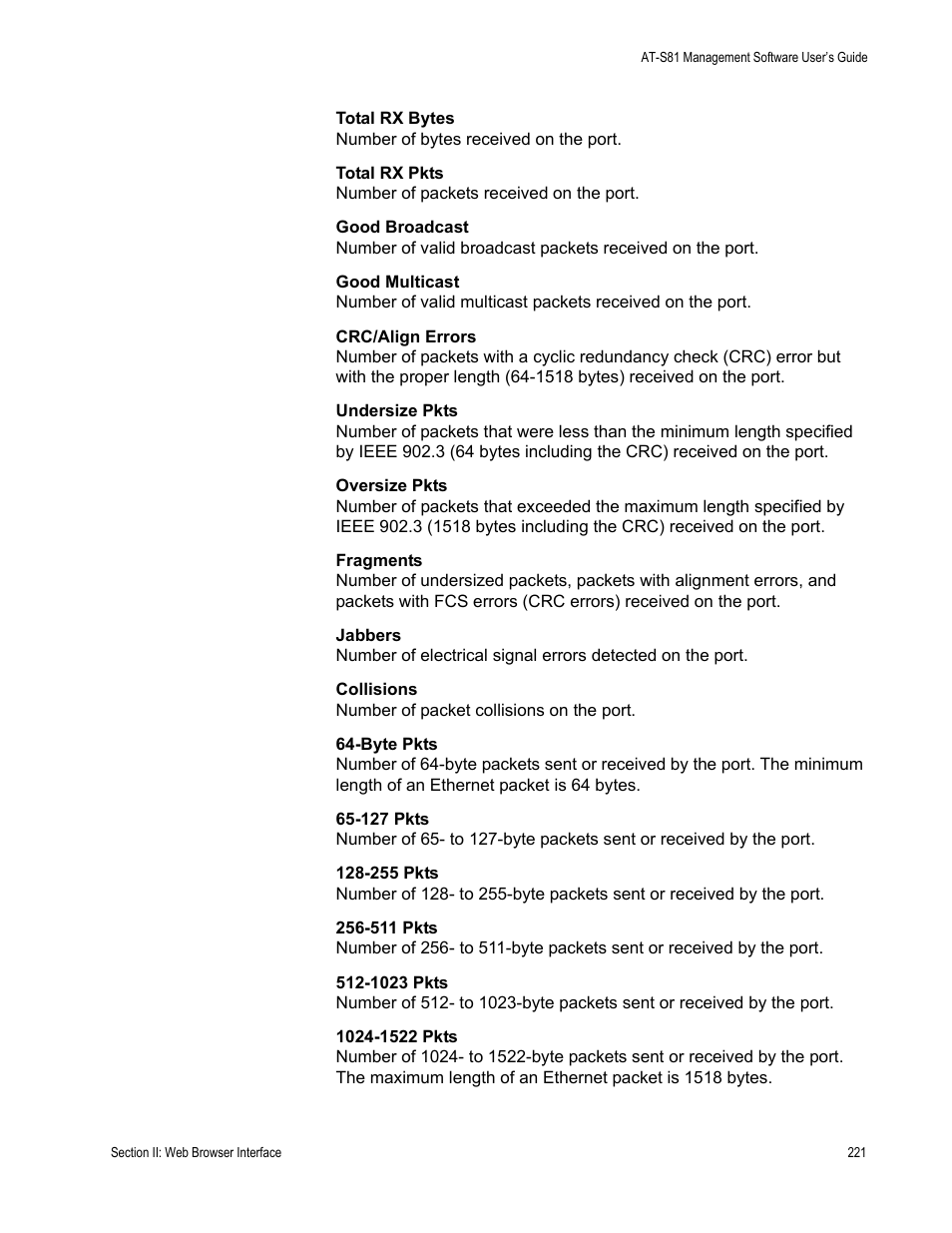 Allied Telesis AT-S81 User Manual | Page 221 / 314