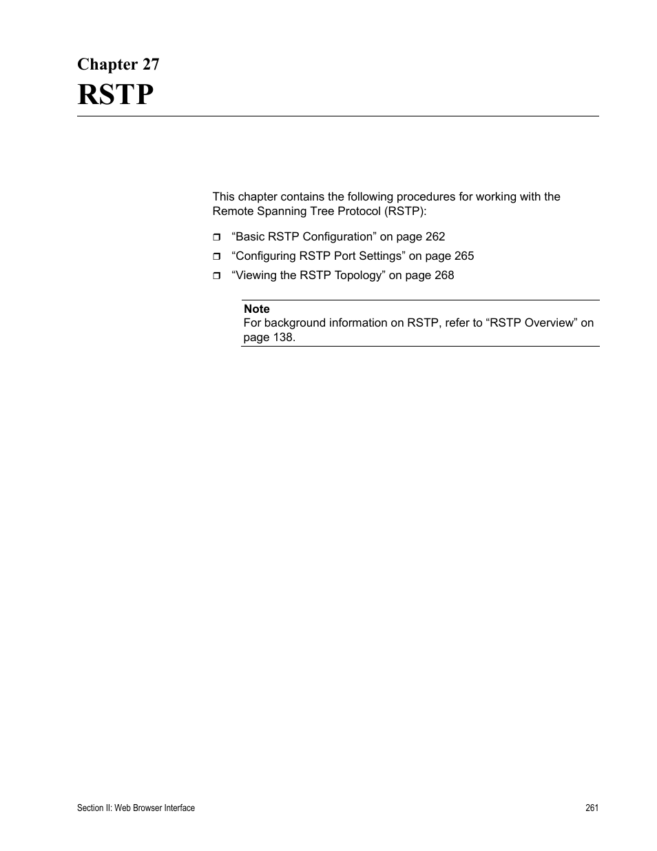 Chapter 27, Rstp | Allied Telesis AT-S81 User Manual | Page 261 / 314