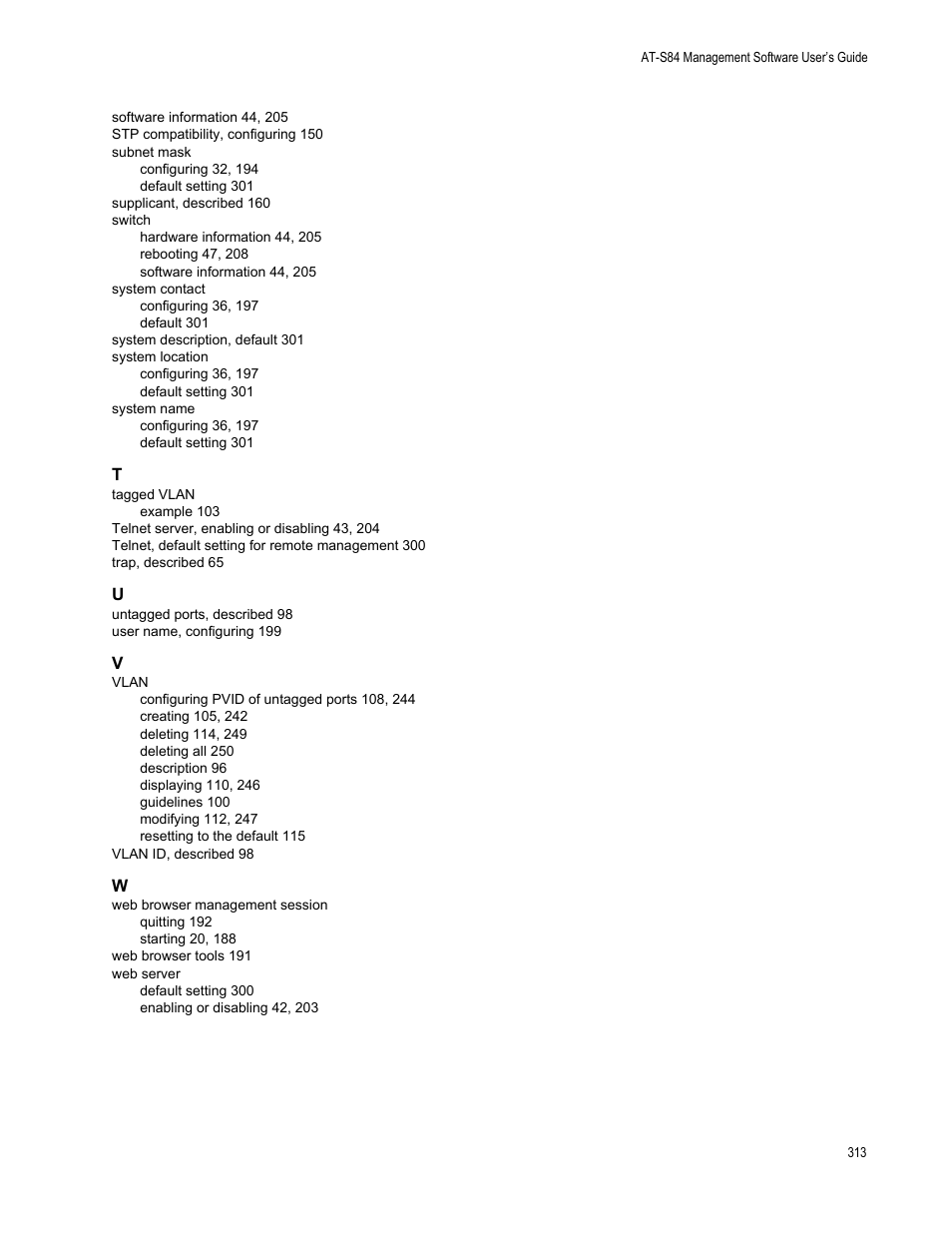 Allied Telesis AT-S81 User Manual | Page 313 / 314