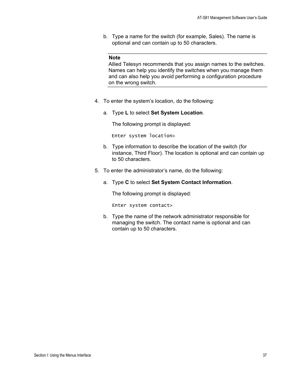 Allied Telesis AT-S81 User Manual | Page 37 / 314