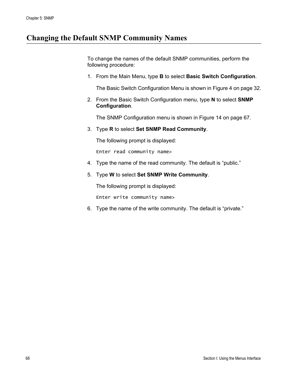 Changing the default snmp community names | Allied Telesis AT-S81 User Manual | Page 68 / 314