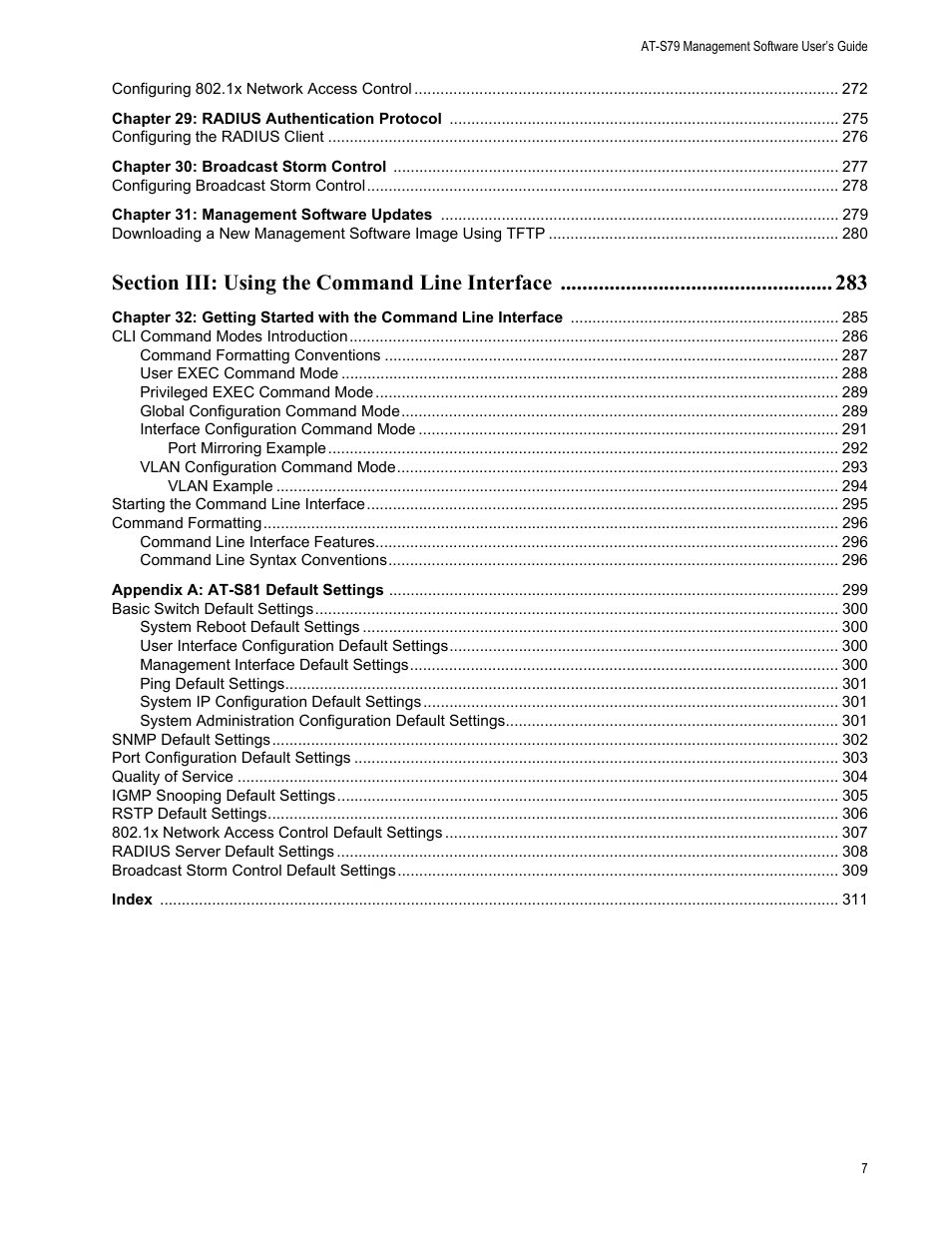 Allied Telesis AT-S81 User Manual | Page 7 / 314
