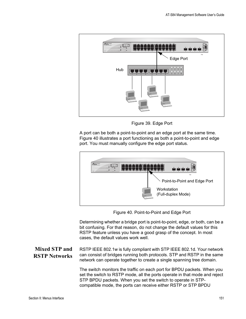 Mixed stp and rstp networks | Allied Telesis AT-S84 User Manual | Page 151 / 334