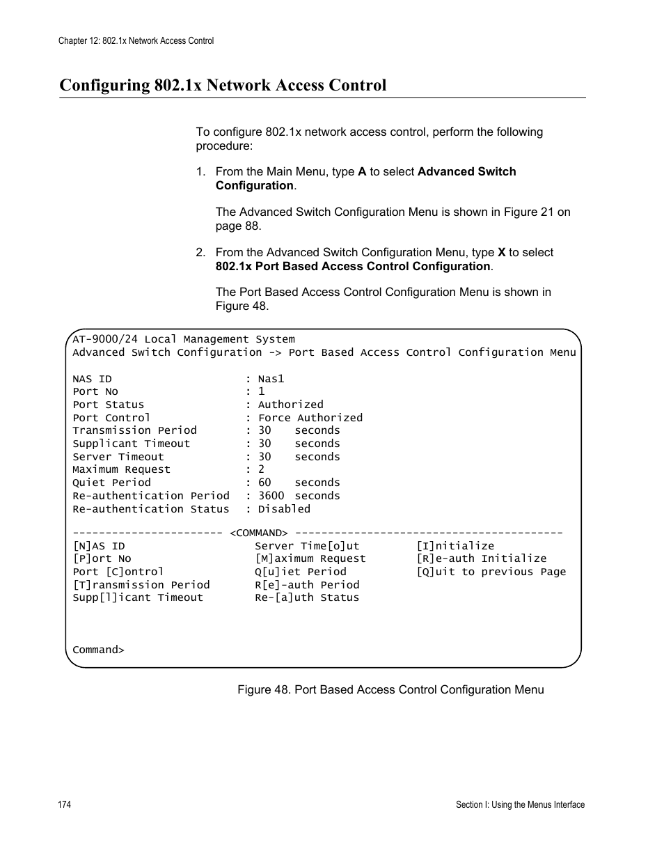 Configuring 802.1x network access control | Allied Telesis AT-S84 User Manual | Page 174 / 334