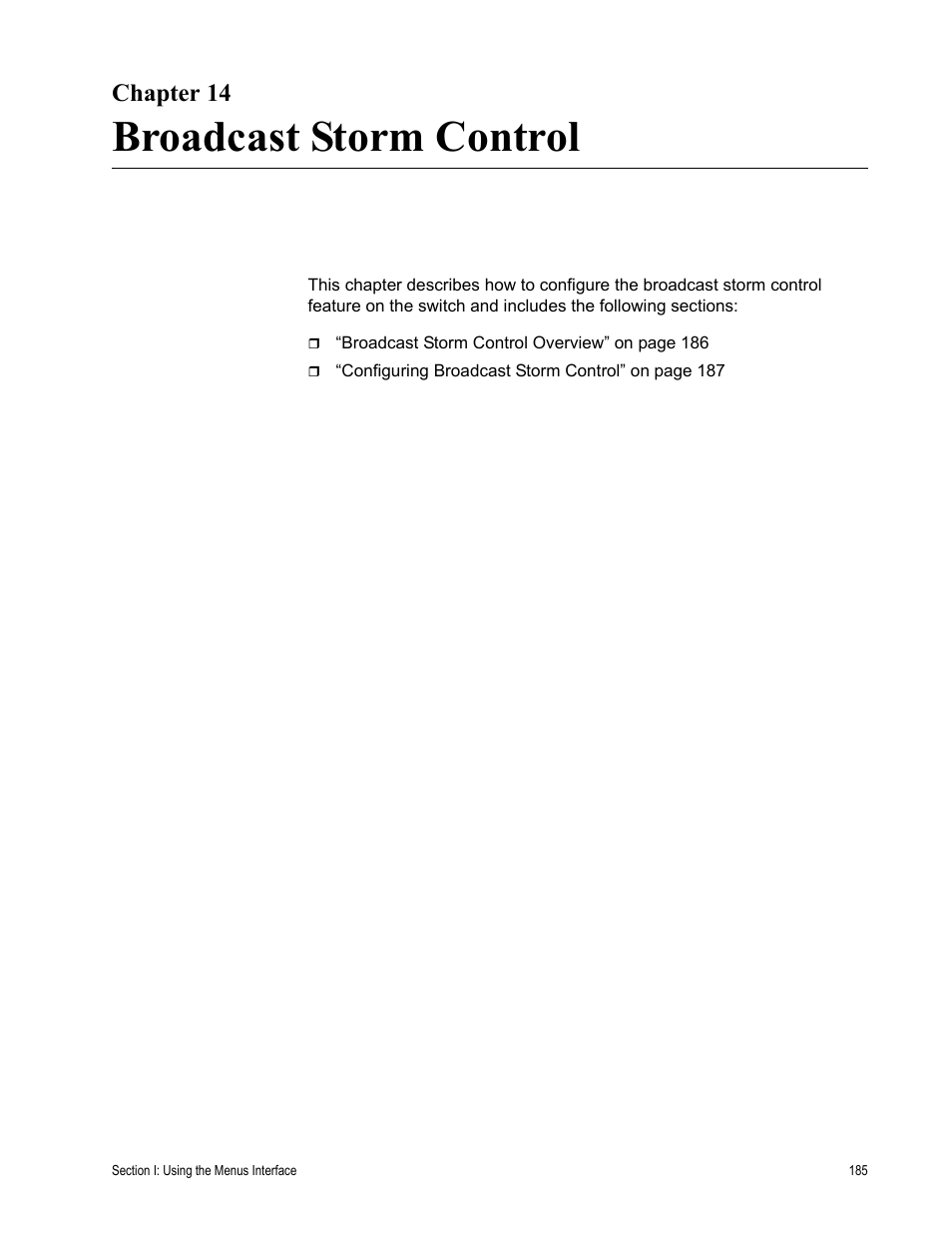 Chapter 14, Broadcast storm control | Allied Telesis AT-S84 User Manual | Page 185 / 334