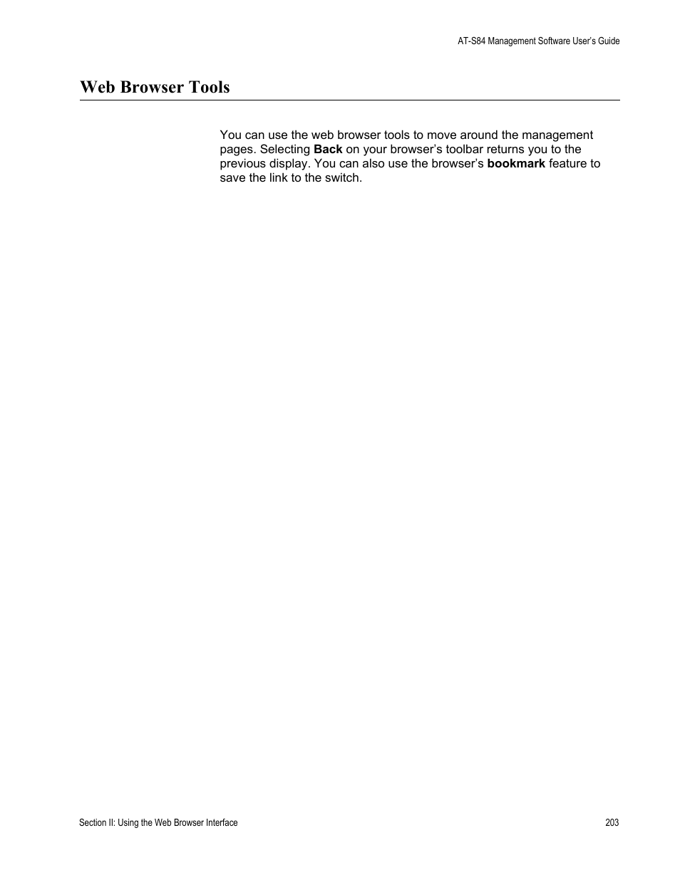 Web browser tools | Allied Telesis AT-S84 User Manual | Page 203 / 334