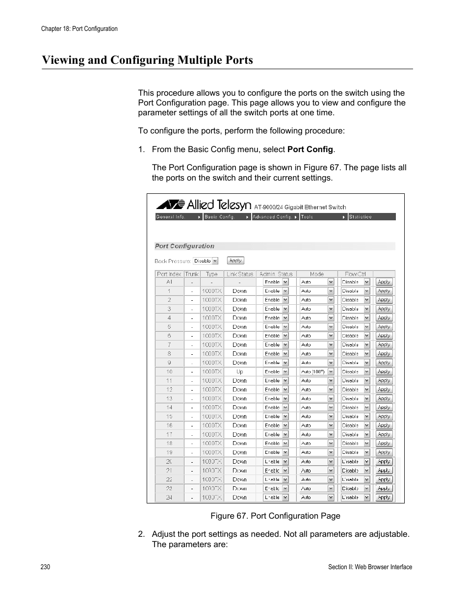 Viewing and configuring multiple ports | Allied Telesis AT-S84 User Manual | Page 230 / 334