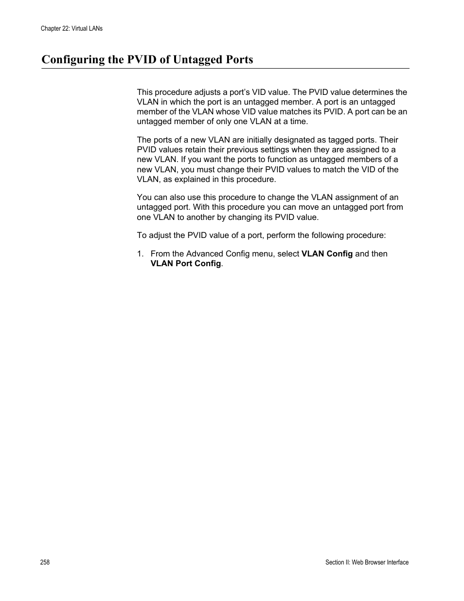 Configuring the pvid of untagged ports | Allied Telesis AT-S84 User Manual | Page 258 / 334