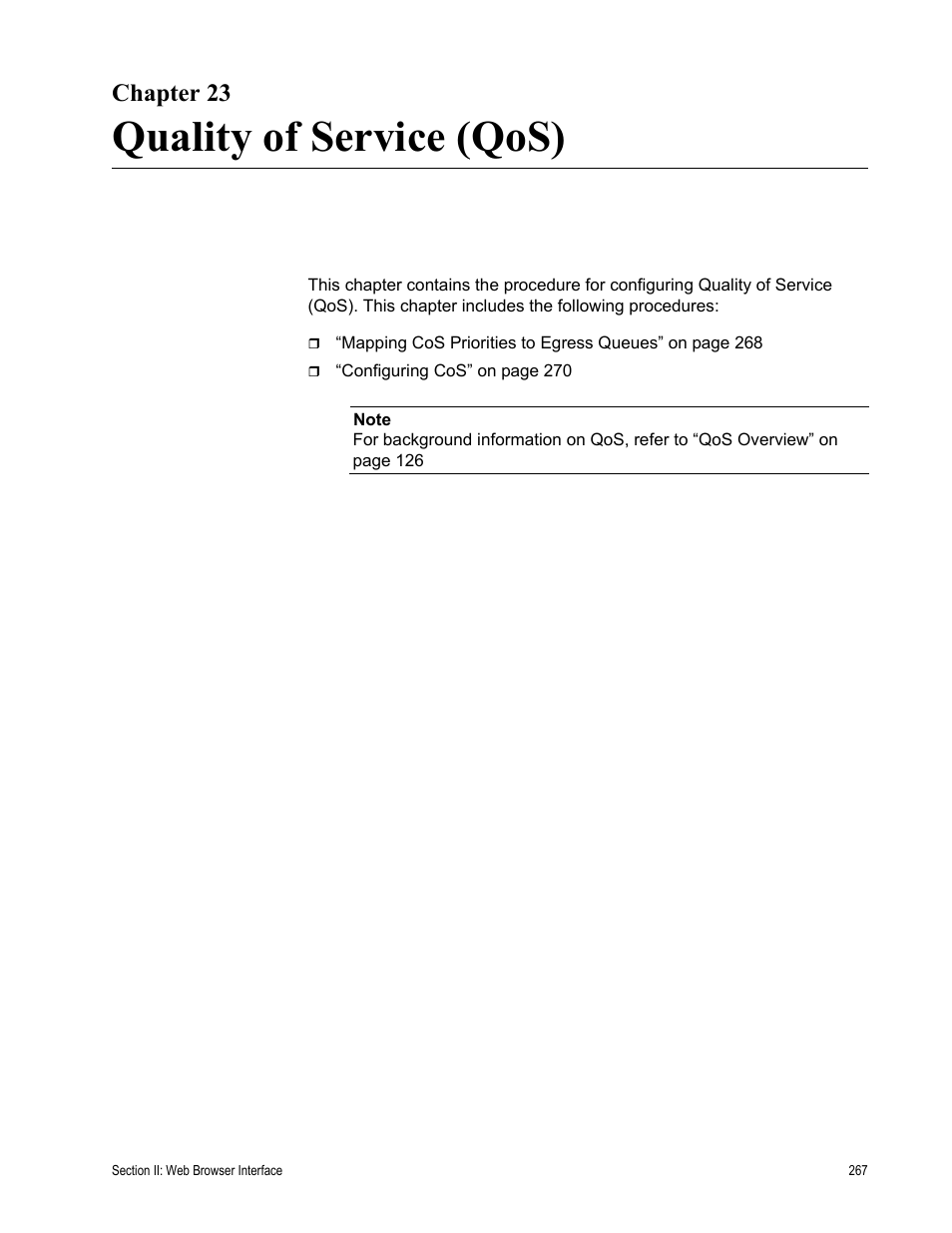 Chapter 23, Quality of service (qos) | Allied Telesis AT-S84 User Manual | Page 267 / 334