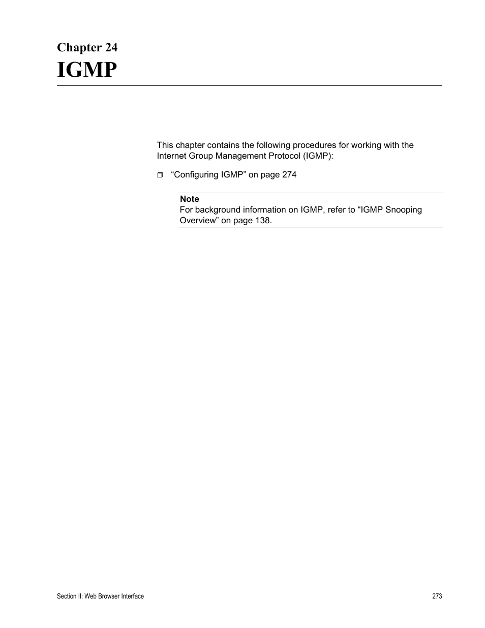 Chapter 24, Igmp | Allied Telesis AT-S84 User Manual | Page 273 / 334